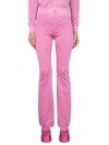 Versace La Greca Patterned Silk Blend Trousers In Pink