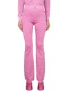 Versace La Greca Pattern High-rise Flared Pants In Pink