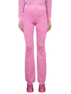 Versace La Greca Pattern High-rise Flared Pants In Pink