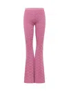 Versace La Greca Jacquard Flared Trousers In Pink Fuxia