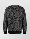 Versace Jacquard Pattern Crew Neck Sweater In Gray