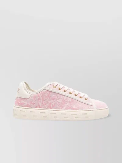 Versace Jacquard Patterned Low Top Sneakers In Pink