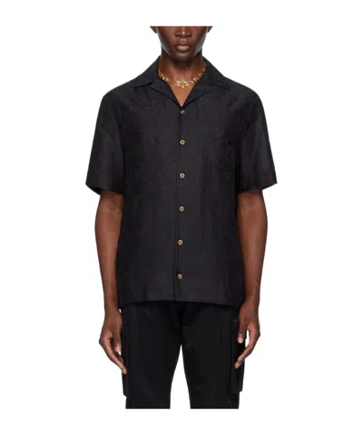 Versace Black Barocco Jacquard Shirt In 1b000-black