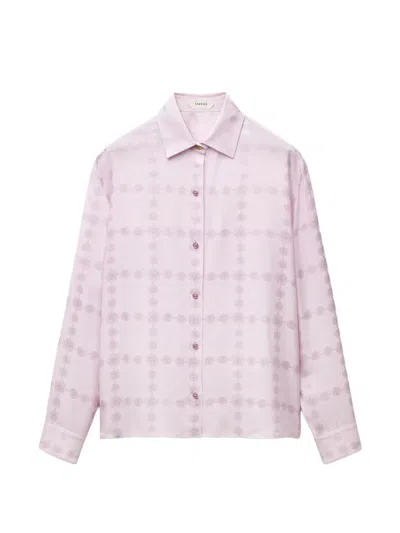Versace Jacquard Silk Crêpe Satin Shirt In Pink