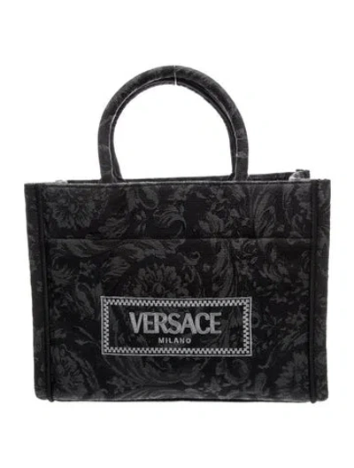 Pre-owned Versace Jacquard Tote W/ Tags In Black