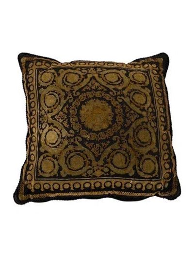 Pre-owned Versace Jacquard Velvet Throw Pillow In Black