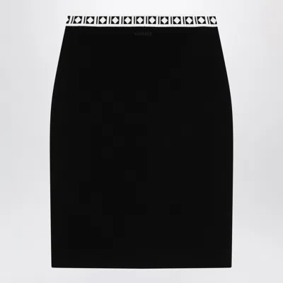 Versace Jacquard Viscose-blend Midi Skirt In Black