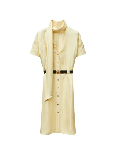 Versace Jacquard Viscose-silk Midi Dress In Multi
