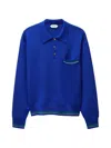 Versace Pull Polo En Maille De Laine Jacquard In Blue