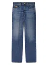 Versace Straight Trousers With Pockets And Loops In Blue