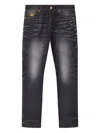 Versace Denim Jeans With Faded Effect And Contrast Stitching In Black