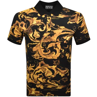 Versace Jeans Couture Baroque Polo T Shirt Black