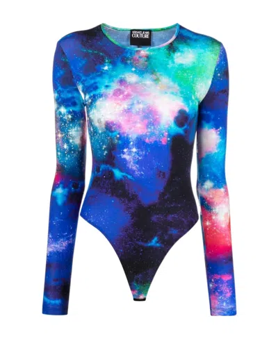 Versace Jeans Abstract-print Bodysuit In Blue