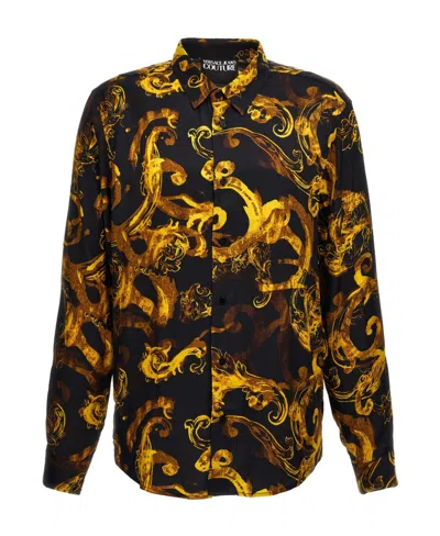 Versace Jeans Abstract-print Long-sleeve Shirt In Black
