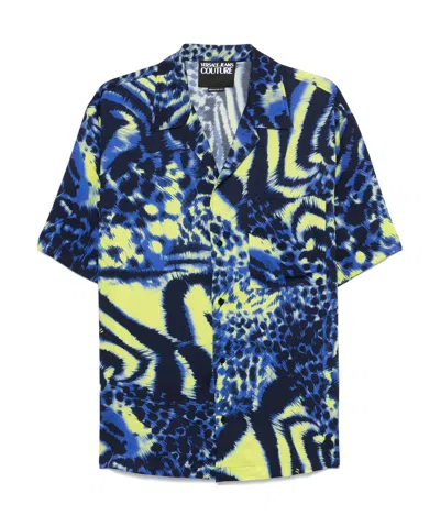 Versace Jeans Animalier-print Shirt In Blue