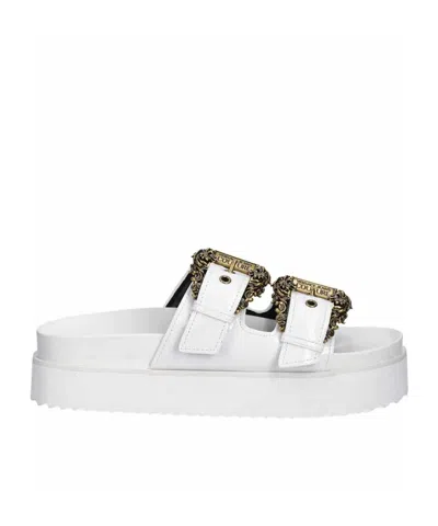 Versace Jeans Arizona Platform Slide Sandals In White