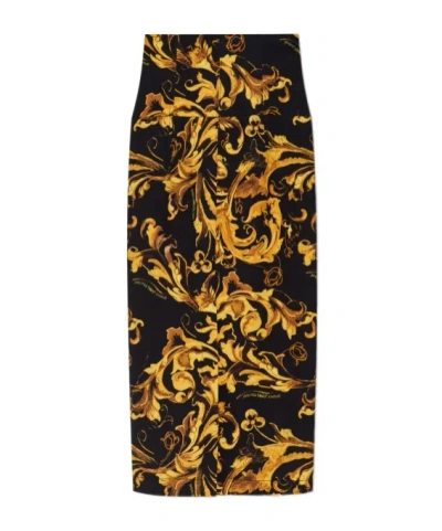 Versace Jeans Back Slit Skirt In Multi