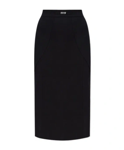 Versace Jeans Back Slit Skirt In Black