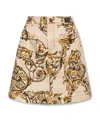 Versace Jeans Balog Printed Denim Skirt In Nude
