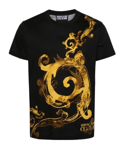Versace Jeans Barocc-print Cotton T-shirt In Black