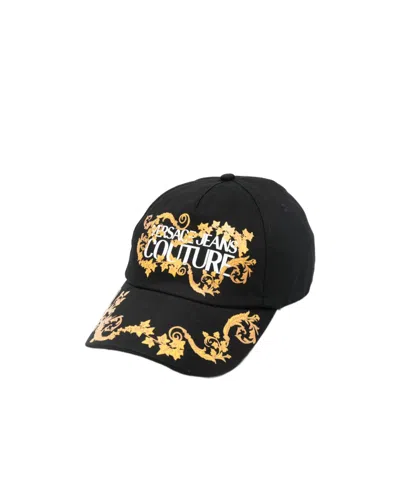 Versace Jeans Barocco Logo Cap In Black