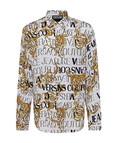 Versace Jeans Barocco Logo-print Shirt In White