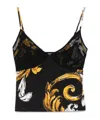 Versace Jeans Barocco Mesh Top In Black