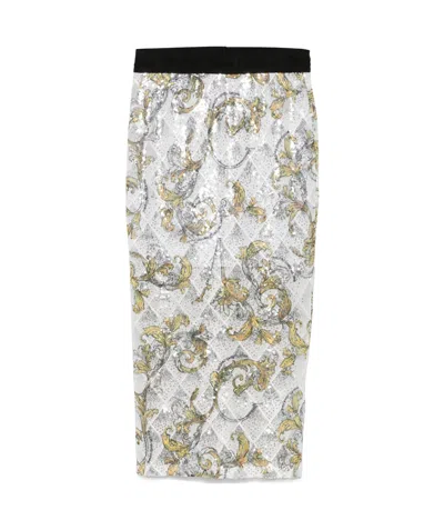 Versace Jeans Barocco Midi Skirt In White