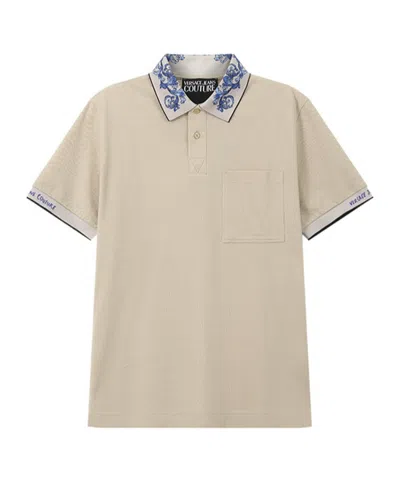 Versace Jeans Barocco Polo Shirt In Nude