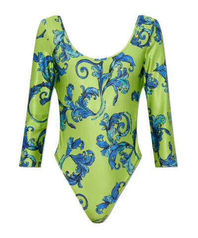 Versace Jeans Barocco-print Bodysuit In Green