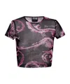 Versace Jeans Barocco-print Crop Top In Black