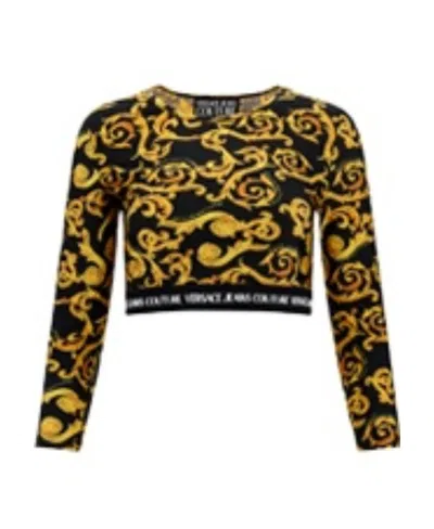 Versace Jeans Barocco-print Crop Top In Brown