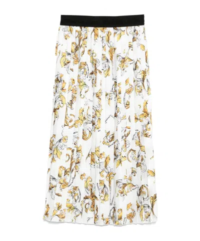 Versace Jeans Barocco-print Midi Skirt In White