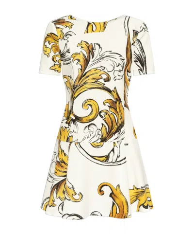 Versace Jeans Barocco-print Mini Dress In White