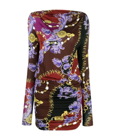 Versace Jeans Barocco-print Minidress In Multi