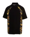 Versace Jeans Barocco-print Short-sleeve Polo Shirt In Black
