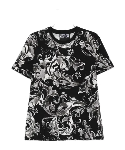 Versace Jeans Barocco-print T-shirt In Black