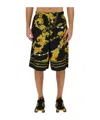 Versace Jeans Barocco-print Track Shorts In Black