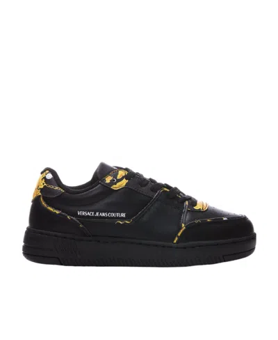Versace Jeans Baroccoflage-print Low-top Sneakers In Black