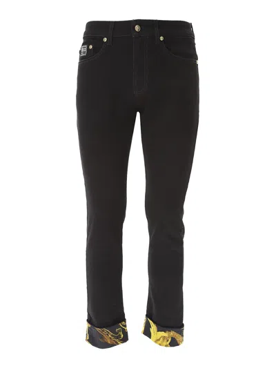 Versace Jeans Baroque Lapel Jeans In Black