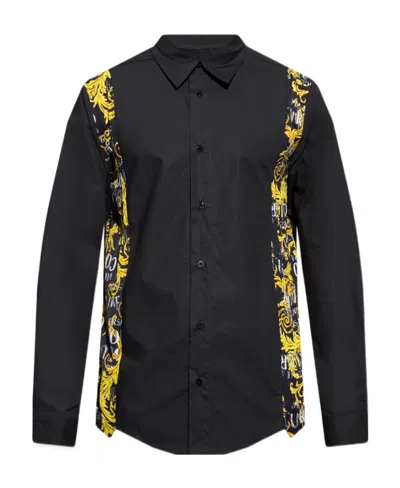 Versace Jeans Baroque-panelled Long-sleeve Shirt In Multi