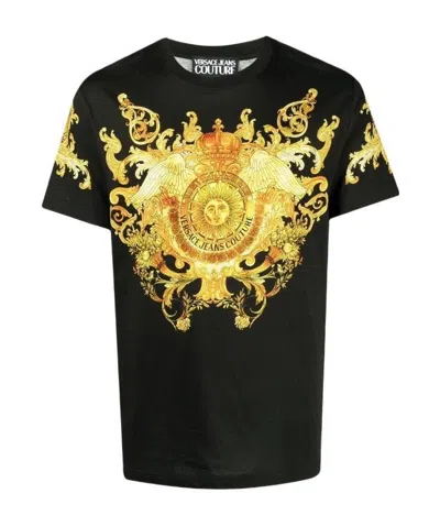 Versace Jeans Baroque Pattern-print T-shirt In Black