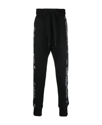 Versace Jeans Baroque-print Cotton Track Pants In Black