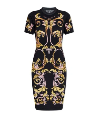 Versace Jeans Baroque Print Dress In Black