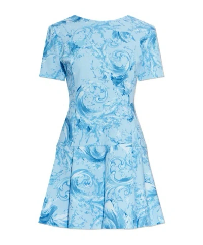 Versace Jeans Baroque Print Dress In Blue