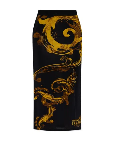 Versace Jeans Baroque-print High-waist Midi Skirt In Multi