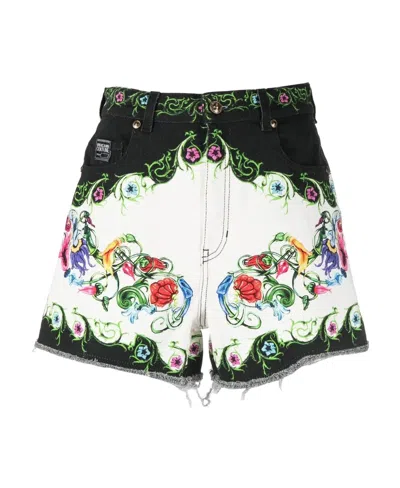Versace Jeans Baroque-print Short Shorts In White