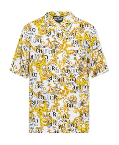 Versace Jeans Baroque-print Short-sleeve Shirt In White