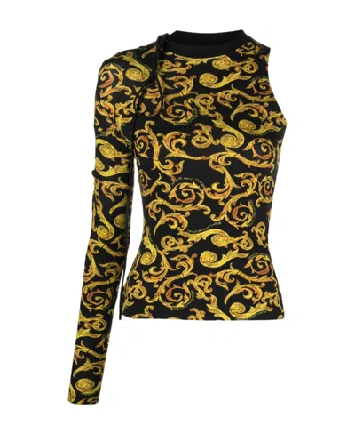 Versace Jeans Baroque Print Single-sleeve Top In Multi