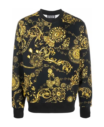 Versace Jeans Baroque-print Sweatshirt In Black
